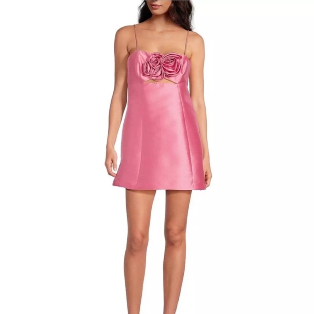 NWT Gianni Bini Lorelei Rosette Satin Mini Dress in color Begonia Size 2